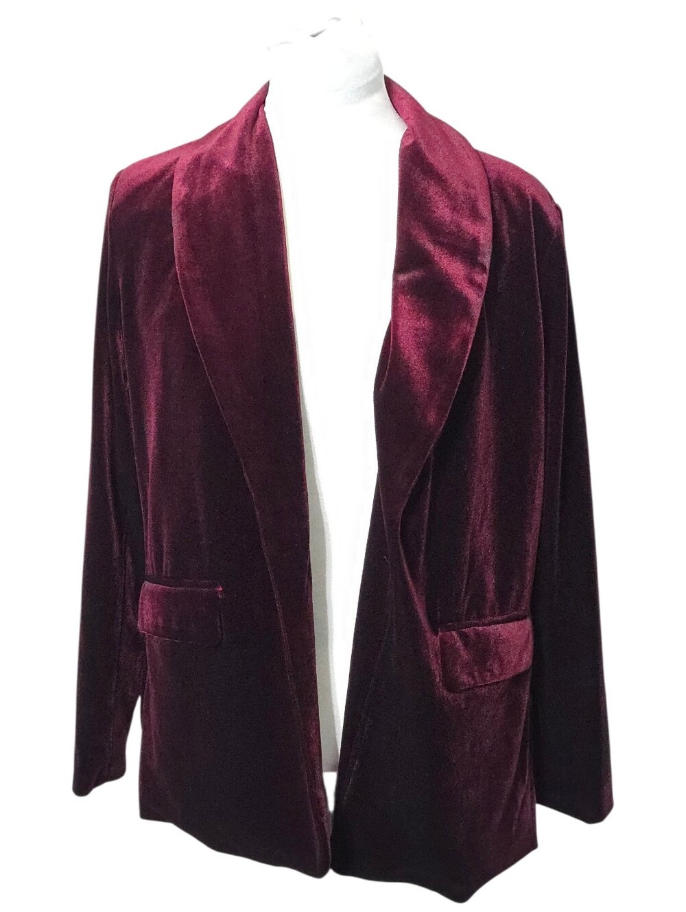 C by One Burgundy Velvet Shawl Collar Blazer Women's Medium Indie Sleaze Grunge